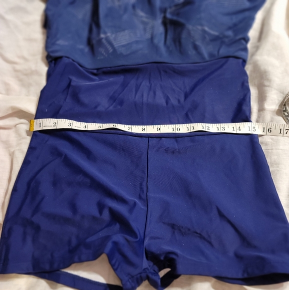 NWOT Athletic Boy Short Swimdress attached shorts halter nautical swim bathing - Picture 8 of 9